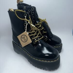 Dr Martens Jadon Max Boots Womens Size: 9 Vegan Leather Black /Yellow New